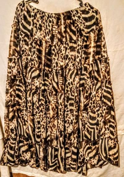 Brown and White Animal Print Skirt - Thumbnail 3
