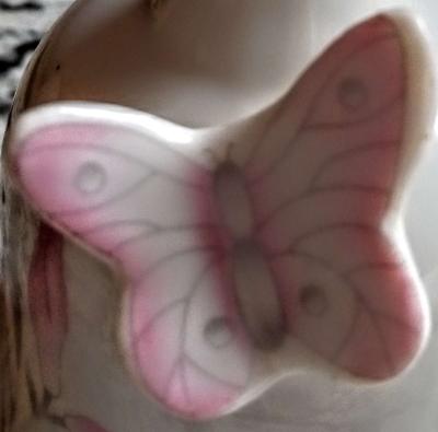 White Porcelain Pink Butterfly Bell - Thumbnail 3