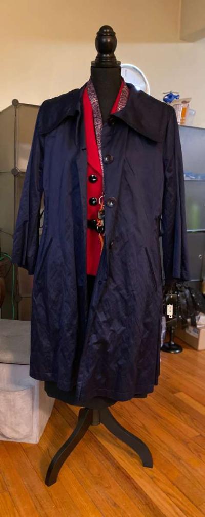 Dkny Womens Navy Button Up Coat SZ XL - Thumbnail 4