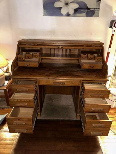 Vintage RollTop Desk with Chair - Thumbnail 2