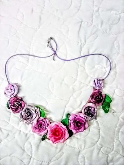 Handcrafted One of a kind Original Rose Statement Necklaces - Thumbnail 2