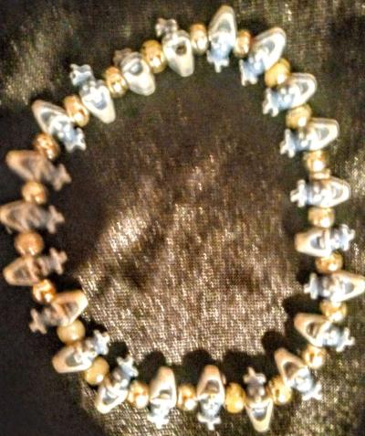 Blue and White Clown Face Beaded Bracelet - Thumbnail 4