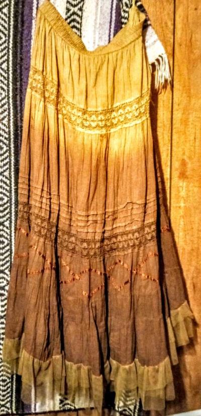 Yellow and Brown Boho Skirt - Thumbnail 4