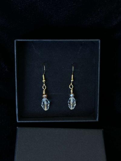 ambler and clear glass bead dangly earrings - Thumbnail 4