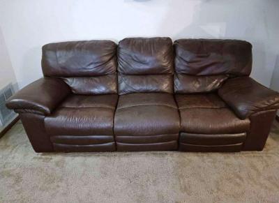 Leather Reclining Loveseat - Thumbnail 3