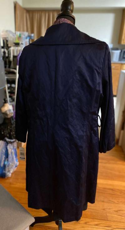 Dkny Womens Navy Button Up Coat SZ XL - Thumbnail 2