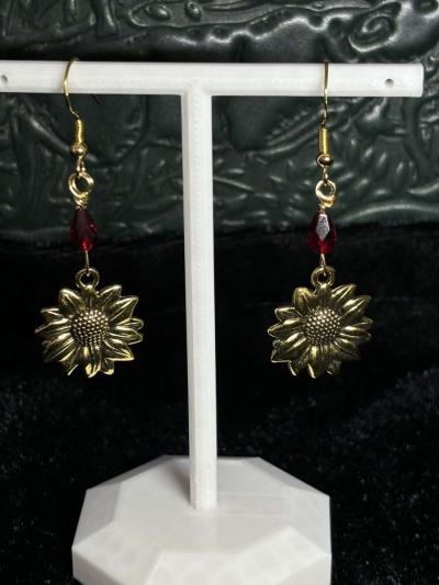summer wine and sunflowers earrings - Thumbnail 3