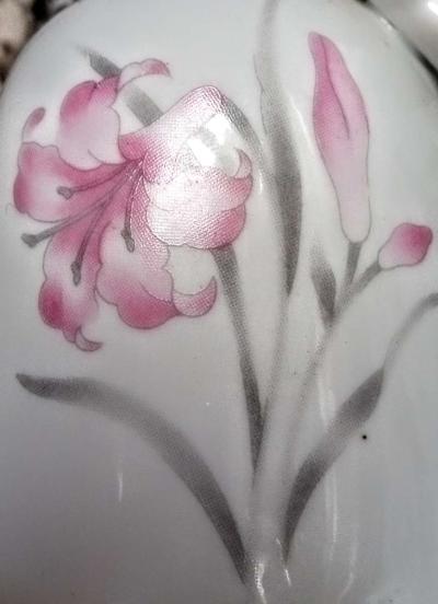 White Porcelain Pink Butterfly Bell - Thumbnail 5