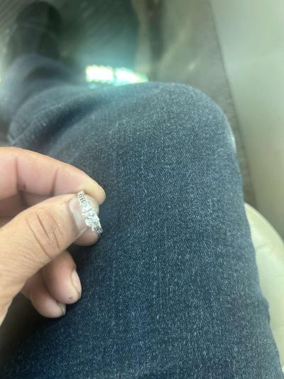 PrincessCut White LabCreated Sapphire Three Stone VintageSty - Thumbnail 3