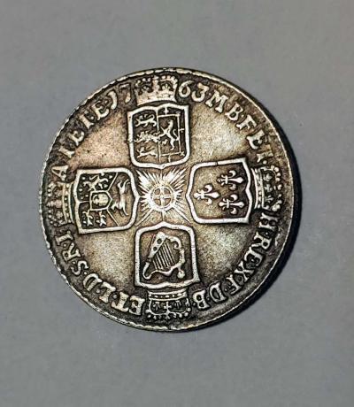 GREAT OLD NOVELTY 1763 BRITAIN SHILLING SILVER PL - Thumbnail 2