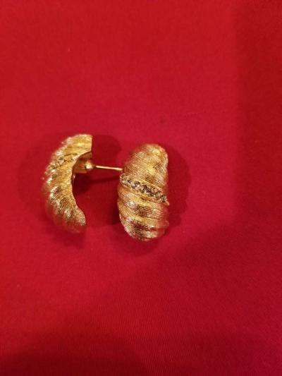 Vintage Christian Dior gold plated crystal accent earrings - Thumbnail 5