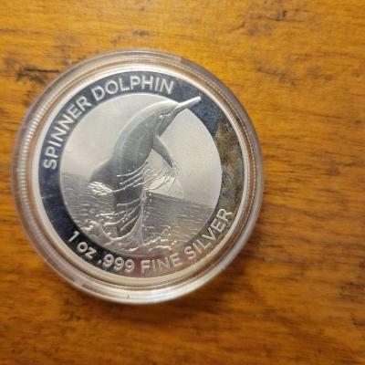 pure 999 silver spinner dolphin round - Thumbnail 4