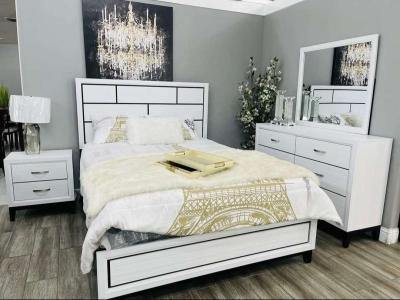 white black panel bedroom set