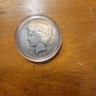 rare date 1928 s peace dollar silver - Thumbnail 3