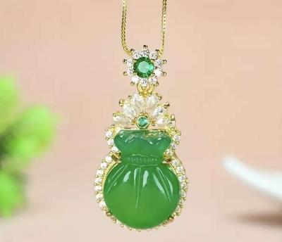 Green Jade Money Pocket Jadeite Pendant Necklace - Thumbnail 6