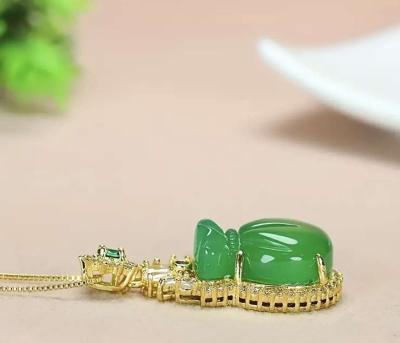 Green Jade Money Pocket Jadeite Pendant Necklace - Thumbnail 3