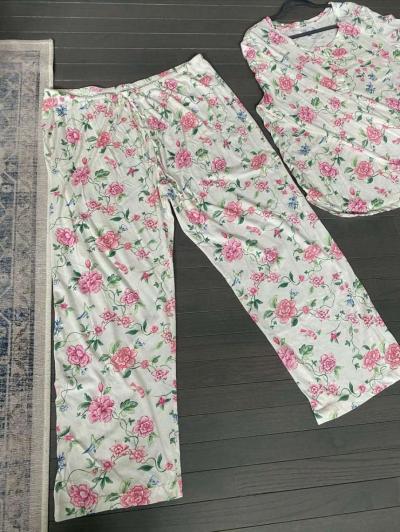 Carole Hochman full Sleeve Top and Wide Leg Crop Pant Sleep - Thumbnail 4