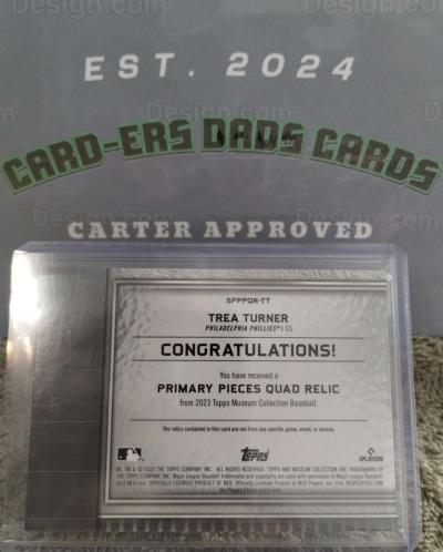 Trea Turner Game Used Jersey Swatch and Bat Card - Thumbnail 2