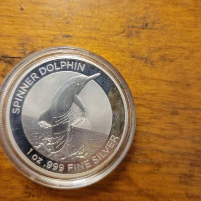 pure 999 silver spinner dolphin round - Thumbnail 5