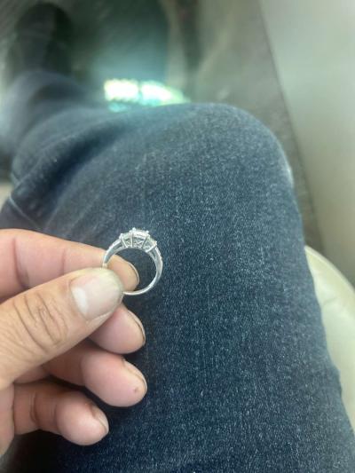 PrincessCut White LabCreated Sapphire Three Stone VintageSty - Thumbnail 4