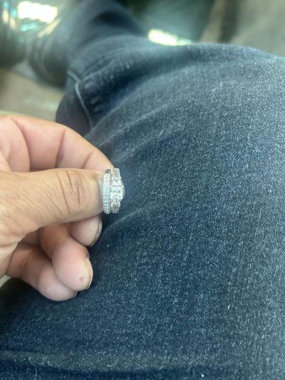 PrincessCut White LabCreated Sapphire Three Stone VintageSty