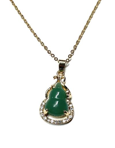 Green Jade Jadeite Medicine Gourd Pendant Necklace - Pasadena, California