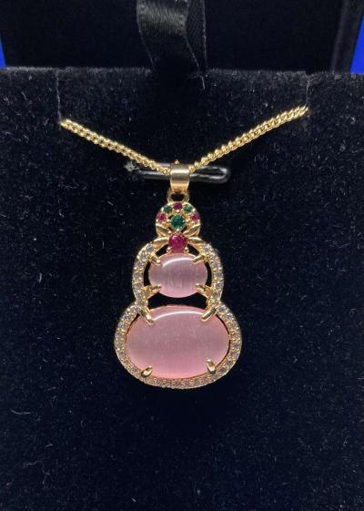 pink Jade jadeite pendant necklace - Thumbnail 4