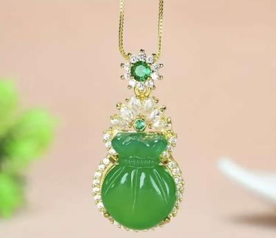 Green Jade Money Pocket Jadeite Pendant Necklace - Pasadena, California