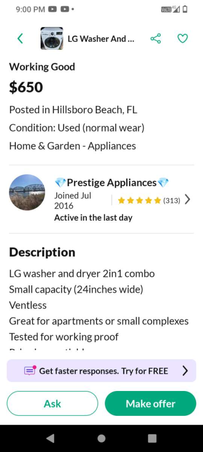 LG all in one smart washer and dryer machine - Thumbnail 4