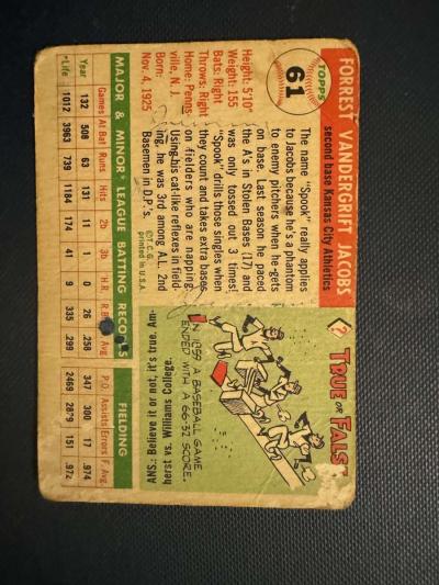 Spook Jacobs Baseball Card Topps 61 - Thumbnail 2