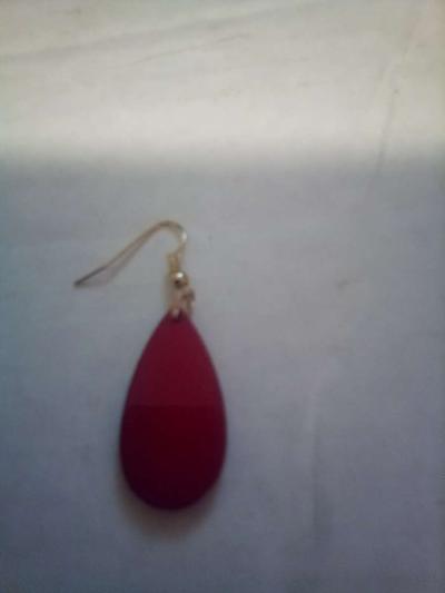 Orange hanging teardroped  gold earrings - Thumbnail 3