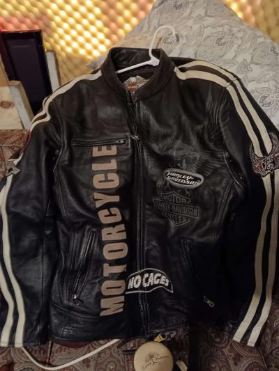 XXL tall Harley Davidson leather jacket with chaps helmet