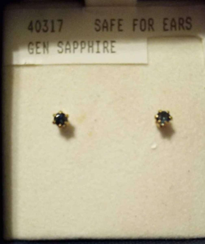 14 k genuine sapphire earrings and charm - Thumbnail 2