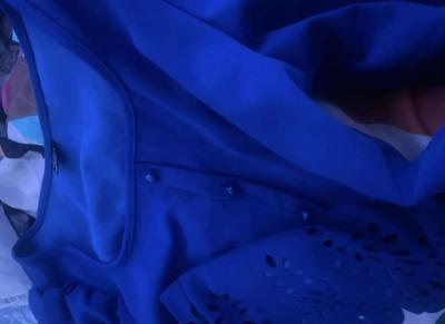 Buttoned Front Laser Cut Hem Puff Sleeve Top - Thumbnail 6