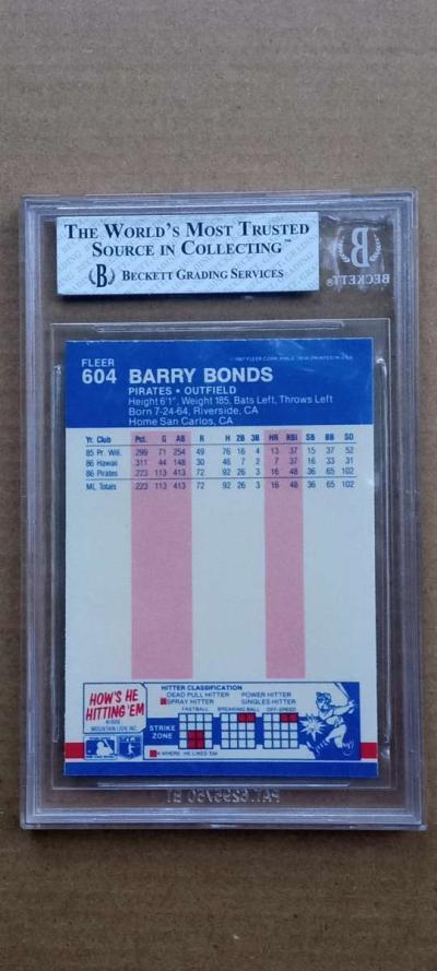 1987 fleer glossy number 604 barry bonds - Thumbnail 2