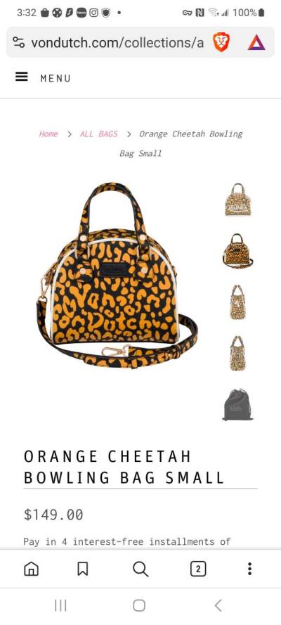 Von Dutch Bowling Bag Style Orange Cheetah Purse - Thumbnail 5