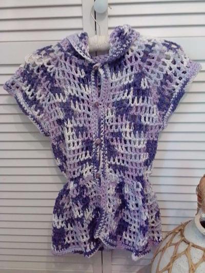 crocheted cotton girls hoodie