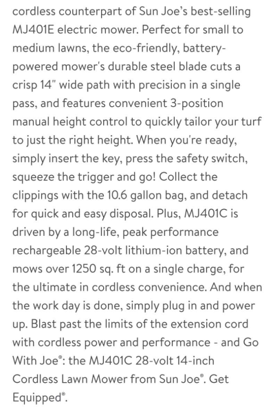 lawnmower Sun Joe electric cordless - Thumbnail 3