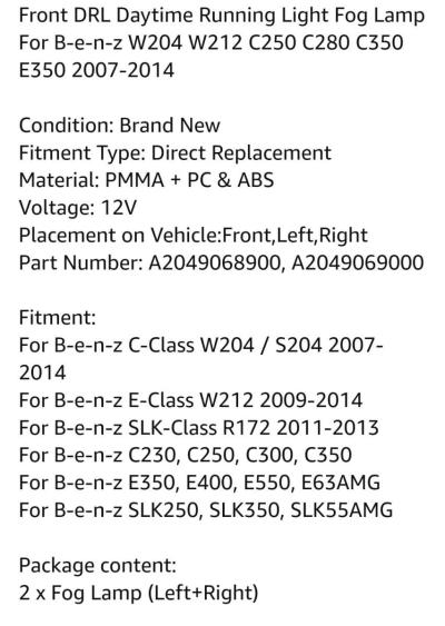 Mercedes Benz Right and Left Fog Lights - Thumbnail 3