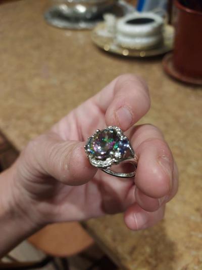 Tanzanite accented mystic topaz 925 silver ring - Thumbnail 2