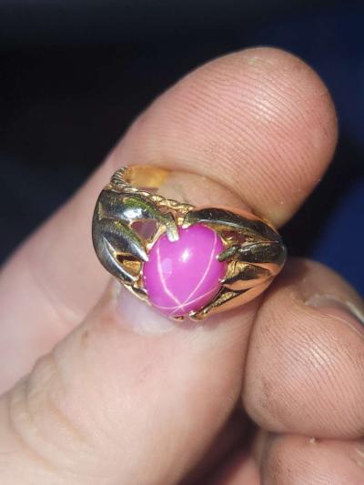 14kt pink star saphire ring - Thumbnail 3