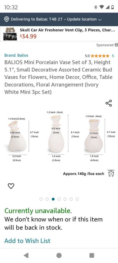 mini porcelain vase set of 3 - Thumbnail 3