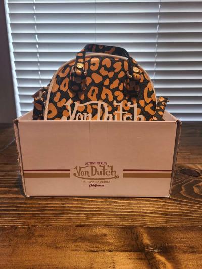 Von Dutch Bowling Bag Style Orange Cheetah Purse - Thumbnail 4