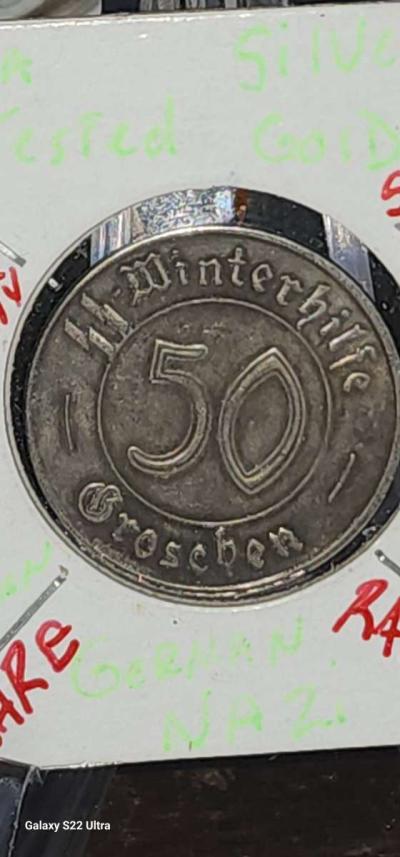 wwii 90 percent silver 50 groschen german NZI - Thumbnail 3