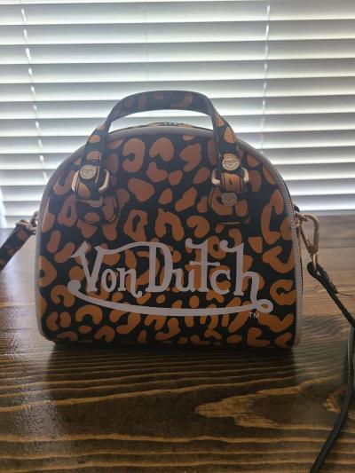 Von Dutch Bowling Bag Style Orange Cheetah Purse - Thumbnail 2