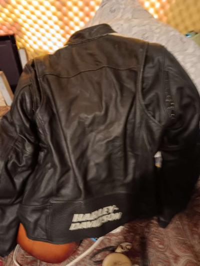 XXL tall Harley Davidson leather jacket with chaps helmet - Thumbnail 2