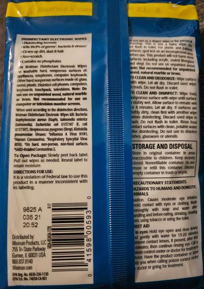 Weiman Disinfectant Electronic Wipes - Thumbnail 2