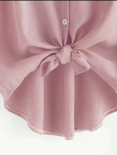 Pink Sleeve Button Front Shirt - Thumbnail 3
