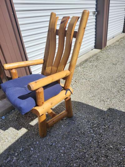 log dining table with 6 log Adirondack chairs - Thumbnail 2