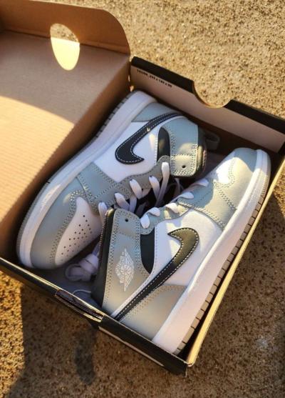 NIKE AIR JORDAN 1 Mid 640734078 White Smoke Grey Sneakers  K - Thumbnail 4